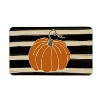 Sm:)e Fall Thanksgiving Stripe Pumpkin Decorative Doormat 17 x 29 Inch, Low-Profile Yard Floor Switch Mat for Indoor Outdoor