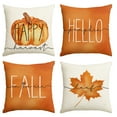 thumbnail image 1 of Sm:)e Fall Throw Pillow Covers 18 x 18 Set of 4 Maple Leaf Hello Pumpkin Blue, 1 of 7