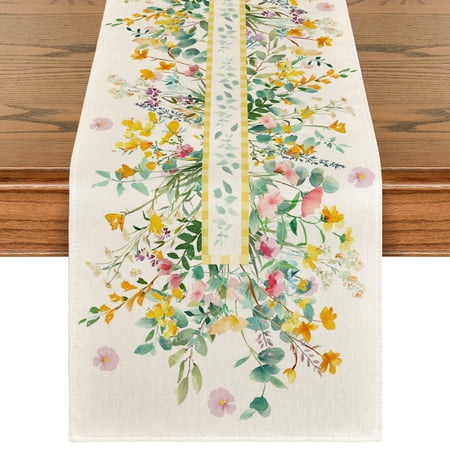 Smile Flower Floral Table Runner for Summer 13 x 36