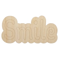 Smile Fun Text Wood Shape Unfinished Piece Cutout Craft DIY Projects - 4.70 Inch Size - 1/8 Inch Thick