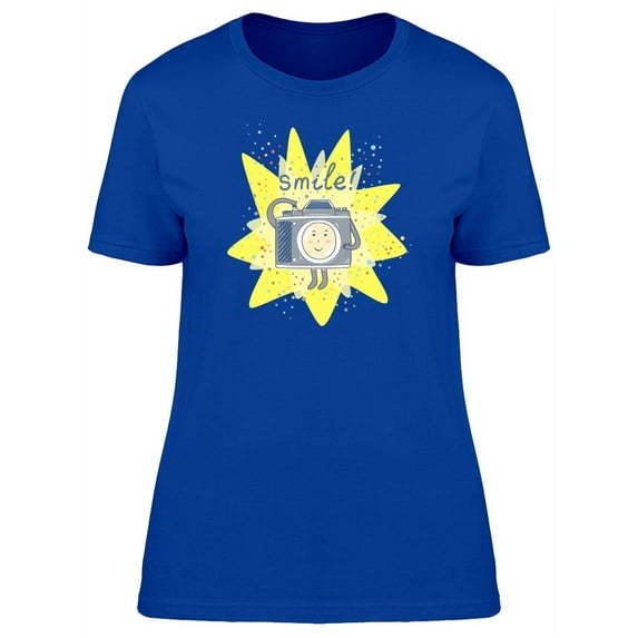 Smile! Funny Camera Doodle T-Shirt Women -Image by Shutterstock, Female Medium