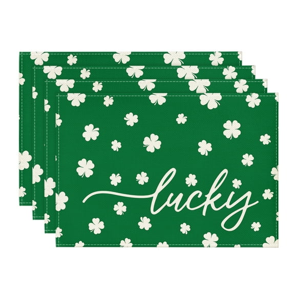 Smile Green Lucky Shamrock St. Patrick's Day Placemats 12 x 18 Inch Set of 4