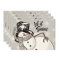thumbnail image 1 of Smile Grey Snowman Snowflake Let it Snow Christmas Placemats 12x18 Inch Set of 4, 1 of 7