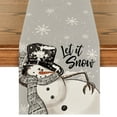 thumbnail image 1 of Smile Grey Snowman Snowflake Let it Snow Christmas Table Runner 13x72 Inch, 1 of 8