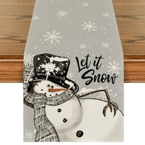Smile Grey Snowman Snowflake Let it Snow Christmas Table Runner 13x72 Inch
