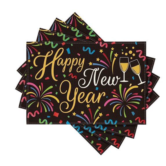 Smile Happy New Year Placemats 12x18 Inch Set of 4