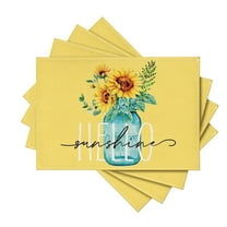 Sm:)e Hello Sunshine Sunflower Summer Placemats for Dining Table 12 x 18 Inch Set of 4 Yellow