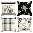thumbnail image 1 of Sm:)e Hello Winter Merry Christmas Pillow Covers 18 x 18 Set of 4 Square Xmas Decorative Farmhouse Outdoor Pillow Case, 1 of 7