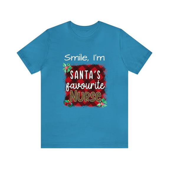 Smile, I'm Santa's Favorite Nurse Unisex Christmas Jersey Short Sleeve Tee