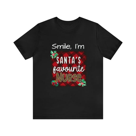 Smile, I'm Santa's Favorite Nurse Unisex Christmas Jersey Short Sleeve Tee