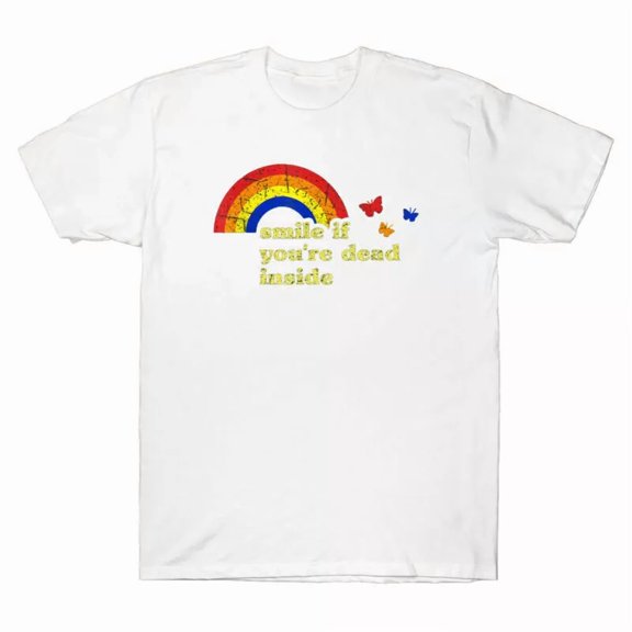 Smile If You're Dead Inside Funny Rainbow Sarcastic Quote Unisex T-Shirt
