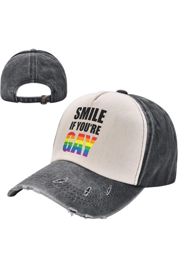 Smile-If-You're-Gay-LGBT Gifts Cowboy Hat Hat Baseball Hats Men Snapback Cap Dad Hat Adjustable Summer Hats Dark Red