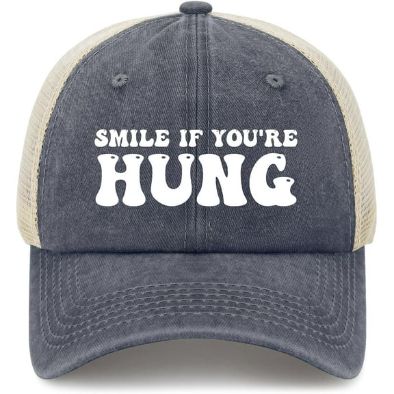 Smile If You're Hung Hat Funny Trucker Hats for Women Baseball Hats Funny Birthday Gifts
