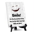 thumbnail image 1 of Smile! It's The Second Best Thing You Can Do With Your Lips While At Work Table Sign with Acrylic Stand (6x8“) | Funny Office Motivational Decor, 1 of 7