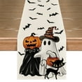 thumbnail image 1 of Smile Jack O Lantern Black Cat Ghost Bat Halloween Table Runner 13 x 72 Inch, 1 of 6