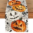 thumbnail image 1 of Smile Jack O Lantern Pumpkin Ghost Spider Halloween Table Runner 13 x 72 Inch, 1 of 8