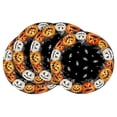 thumbnail image 1 of Smile Jack-O'-Lantern Spider Web Halloween Table Placemats Set of 4 Round 15 Inch Black, 1 of 7