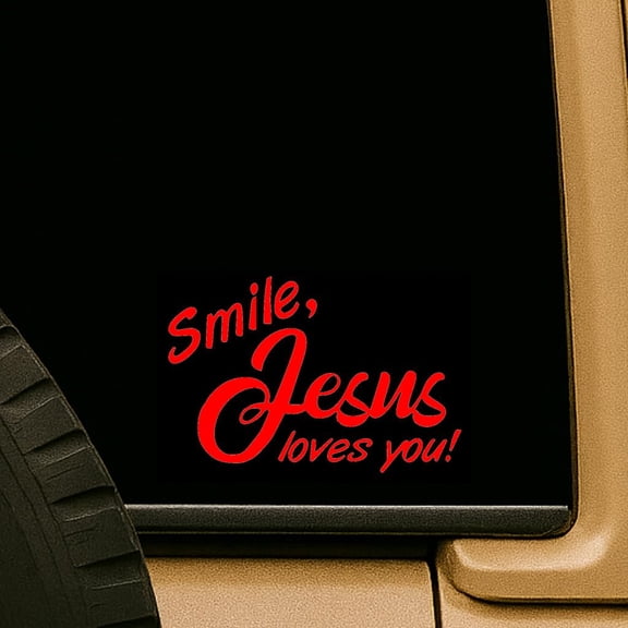 Smile Jesus Loves You Christian Quote Sticker Bumper Window Decal Cacomania