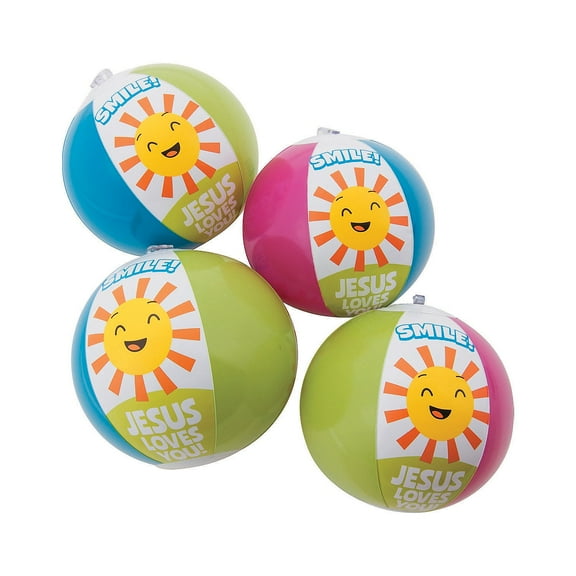 Smile Jesus Loves You Mini Beach Balls - Party Favors - 12 Pieces