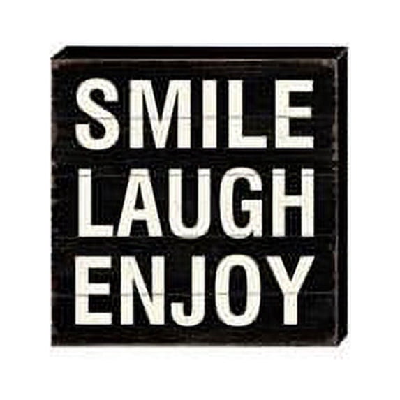 Smile Laugh Enjoy Vintage Block Sign Wall Decor