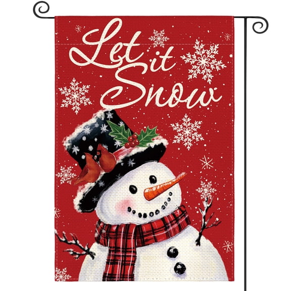 Sm:)e Let It Snow Winter Snowman Christmas Garden Flag 12 x 18 Inch