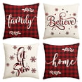 thumbnail image 1 of Sm:)e Let It Snow Family Home Together Christmas Pillow Covers Buffalo Plaid 18 x 18 Inch, Set of 4 Square Winter Xmas Decorative Farmhouse Outdoor Throw Pillow Case, 1 of 6