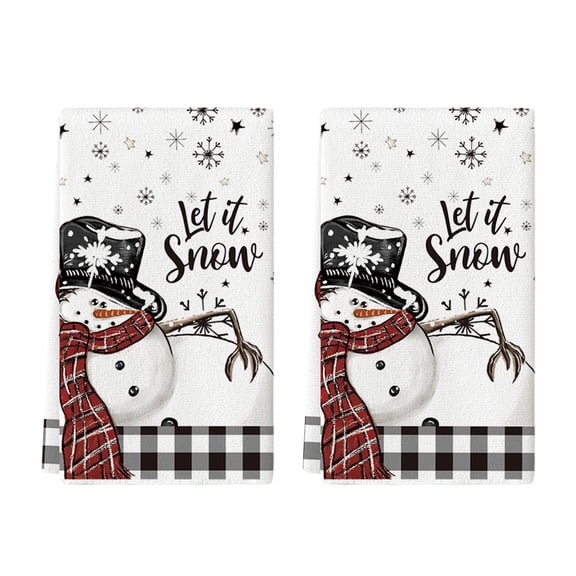 Sm:)e Let it Snow Snowman Winter Christmas Kitchen Dish Towels Set of 2 18x26 Inch,Holiday Themed Winter Hand Towels for Kitchen and Dining Table