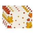 thumbnail image 1 of Smile Maple Leaves Fall Placemats Set of 4, 12x18 Inch Thanksgiving Seasonal Table Mats for Party Kitchen Dining Decoration, 1 of 5