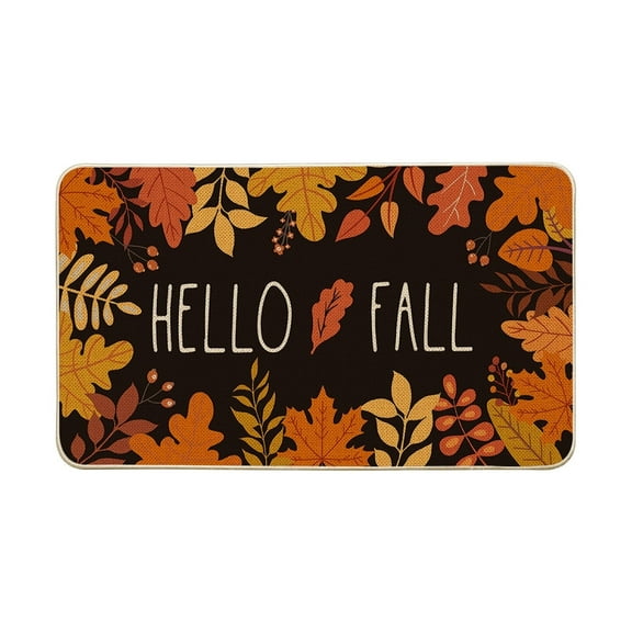 Sm:)e Maple Leaves Hello Fall Decorative Doormat 17 x 29 Inch, Low-Profile Floor Switch Mat for Indoor Outdoor