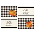thumbnail image 1 of Smile Maple Leaves Hello Pumpkin Buffalo Plaid Fall Placemats 4 Set 12 x 18 Inch, 1 of 6