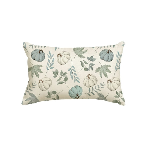 Sm:)e Maple Leaves Pumpkin Fall Pillow Cover 12x20 Inch Blue