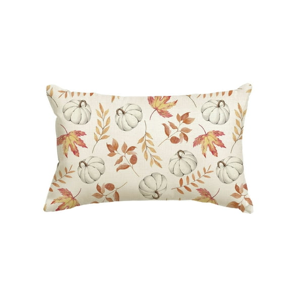 Sm:)e Maple Leaves Pumpkin Fall Pillow Cover 12x20 Inch Orange