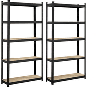 Smile Mart 2PCS 5 Tiers Adjustable Storage Shelf Units for Garage, 35.5″ L*12″ W*71″ H, Black