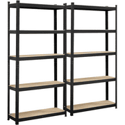 Smile Mart 2PCS 5 Tiers Adjustable Storage Shelf Units for Garage, 35.5″ L*12″ W*71″ H, Black