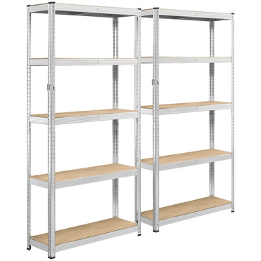 Smile Mart 2PCS 5 Tiers Adjustable Storage Shelf Units for Garage, Silver