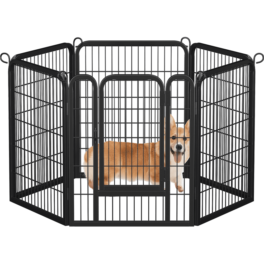 Free Shipping Smile Mart 31.5 A H Dog Playpen with Door 6 Panels for Outdoor Indoor Black Walmart