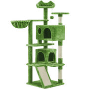 Smile Mart 57'' Height Multilevel Cat Tree with 2 Condos for Kittens/Small Cats, Green