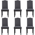 thumbnail image 1 of Alden Design 6pcs Fabric Padded Parson Dining Chairs with Nailhead Trim Wood Leg, Dark Gray, 1 of 10