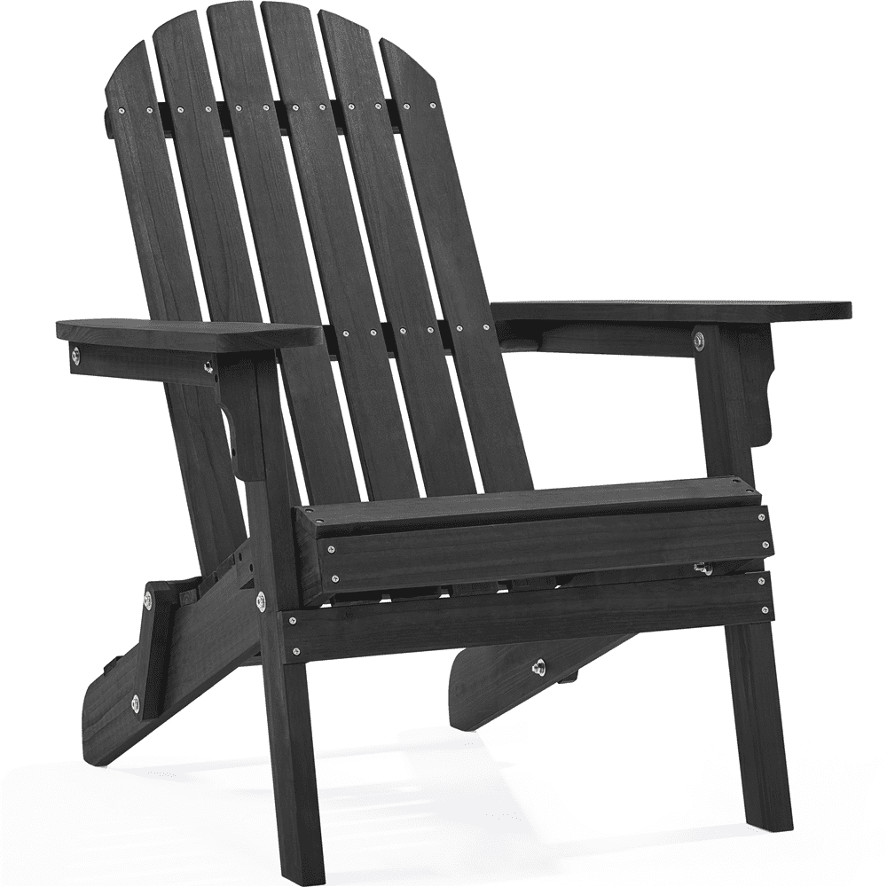 Black Folding Wooden Adirondack Chair with Arms