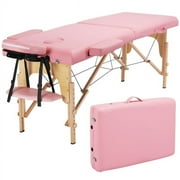Alden design Fold Portable Massage Table w/ Removable Headrest Armrests, Pink