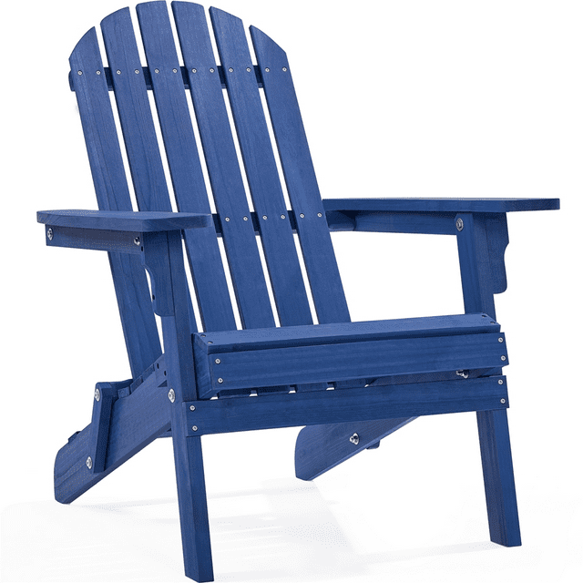 Alden Design Folding Wooden Adirondack Chair Fire Pit Lounge Chair for