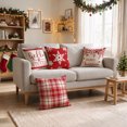 thumbnail image 1 of Sm:)e Christmas Throw Pillow Cover Set of 4, 18 x 18 Inch Winter Holiday Cushion Case Decoration for Sofa Couch, Hello Winter Buffalo Plaid Snowflake Red, 1 of 7