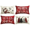 thumbnail image 1 of Sm:)e Merry Christmas Snowman Let It Snow Throw Pillow Covers, 12 x 20 Inch Xmas Tree Winter Holiday Cushion Case Decoration for Sofa Couch Set of 4, 1 of 8