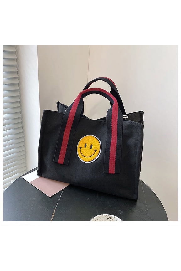 Smile Midi Canvas Tote Crossbody shoulder Bag