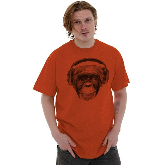 Smile Monkey Headphones Hipster Funny Men's Graphic T Shirt Tees Brisco Brands M