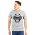thumbnail image 1 of Smile Monkey Headphones Hipster Funny Plus Size Crewneck Graphic Tee Shirt Brisco Brands 2X, 1 of 5