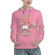 Smile My Melody Women's Hoodies Sweatshirt Daily Pullover Novelty Hooded Hoody Clothing Gift Small