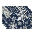 thumbnail image 1 of Smile Navy Blue Snowflakes Winter Placemats Set of 4, 12x18 Inch Christmas Table Mats, 1 of 6