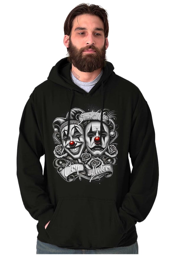 Smile Now Cry Later Clown Masks Unisex Plus Fleece Graphic Hoodie Brisco Brands 2X