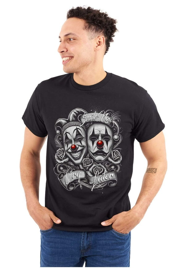 Smile Now Cry Later Clown Masks Men's Graphic T Shirt Tees Brisco Brands S